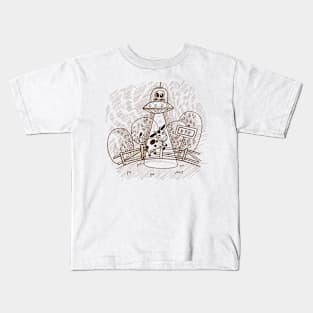 UFO Cow Outline Art Kids T-Shirt